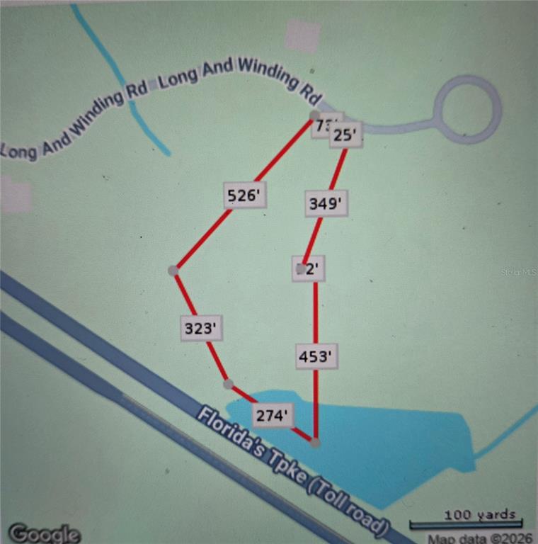This is a map showing the property boundaries and dimensions of a parcel of land — 466 LONG AND WINDING ROAD, HOWEY IN THE HILLS, FL