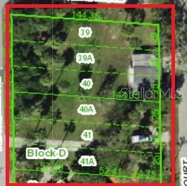 This is a map showing several adjacent rectangular land parcels labeled 39 through 41A — 7814 FISCHER DRIVE, PORT RICHEY, FL