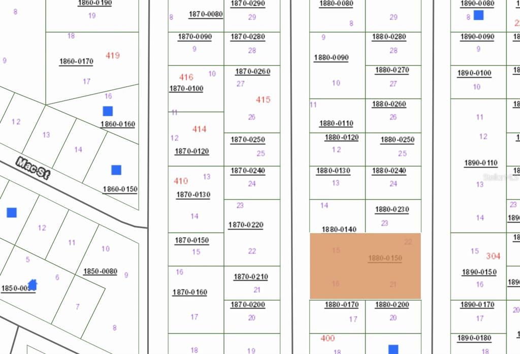 This is a digital map showing property parcel boundaries and identification numbers — 00 ANNETTE AVENUE, INTERLACHEN, FL