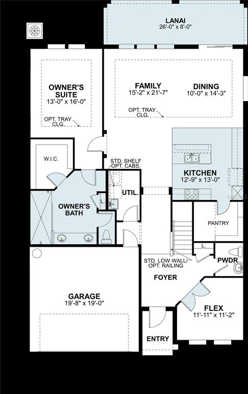 This is a floor plan for a single-story home with a garage, lanai, and open layout — 5596 FREESIA DRIVE, LAKELAND, FL