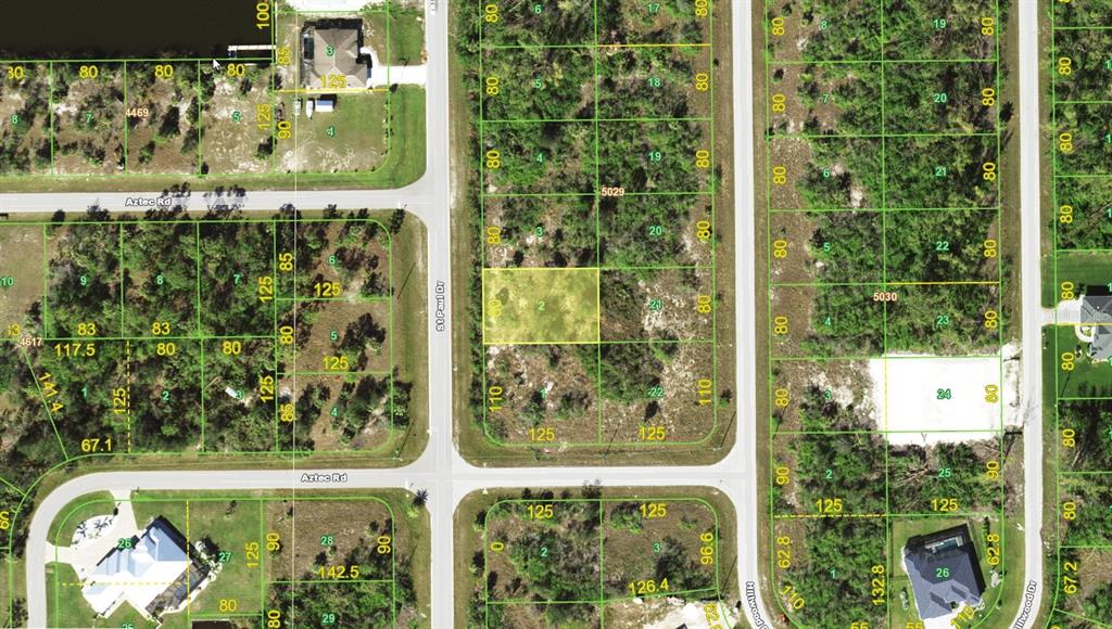 This is an aerial map showing residential land parcels and street layouts — 10528 ST. PAUL DRIVE, PORT CHARLOTTE, FL