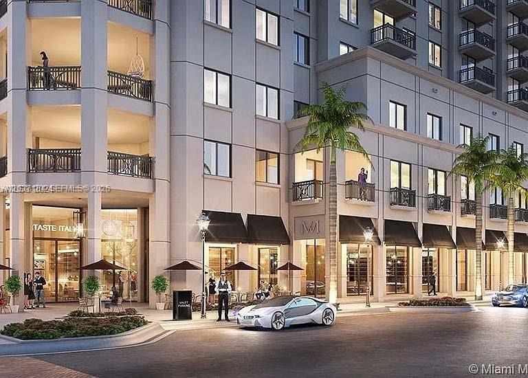 This is a digital architectural rendering of a multi-story building exterior with ground-level retail spaces — 301 Altara Ave # 527, Coral Gables FL 33146, CORAL GABLES, FL