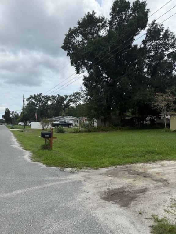 A grassy vacant lot sits beside a paved road with a mailbox and large trees — 5634 LORRAINE STREET, LAKELAND, FL