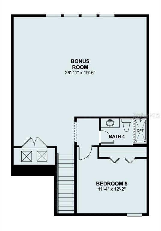 This floor plan shows a bonus room, a bedroom, and a bathroom on an upper level — 2516 HAWKS OVERLOOK, OVIEDO, FL