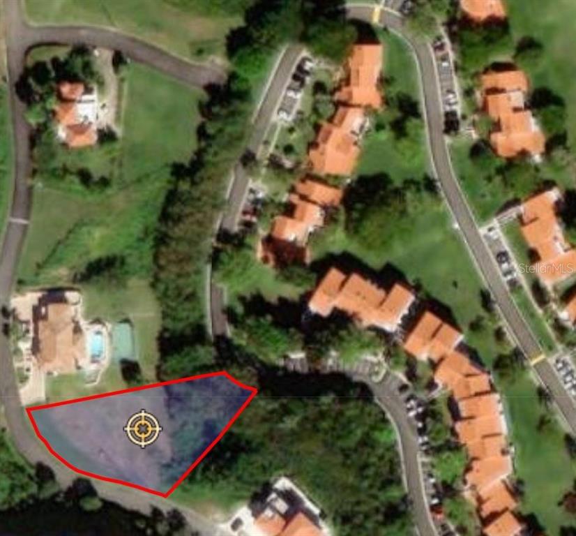 This is an aerial map view of a vacant residential lot outlined in red — 6000 RIO MAR BOULEVARD Lot 53, RIO GRANDE, PR