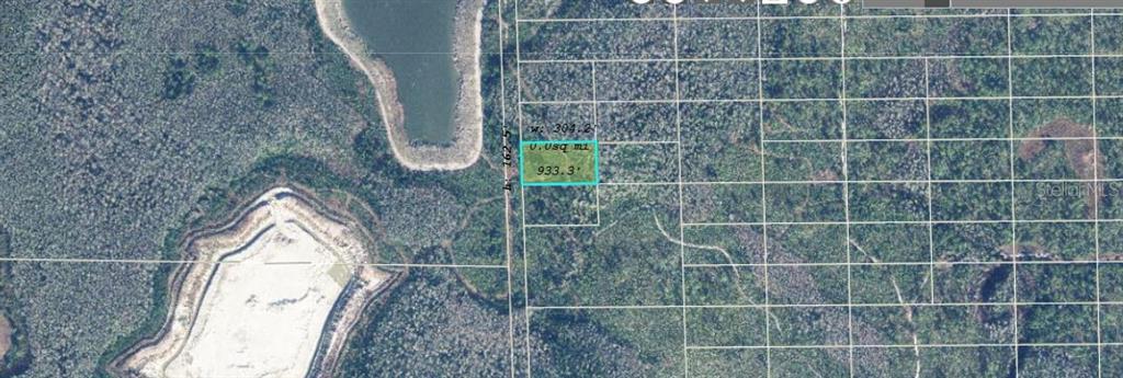 This is an aerial map showing a rectangular parcel of land highlighted in light blue — 1307 DILL ROAD, ORLANDO, FL