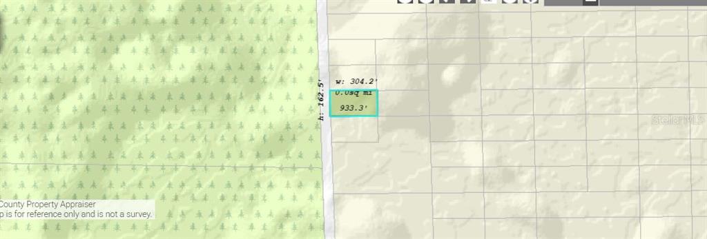 This is a map showing a rectangular parcel of land with its dimensions labeled — 1307 DILL ROAD, ORLANDO, FL
