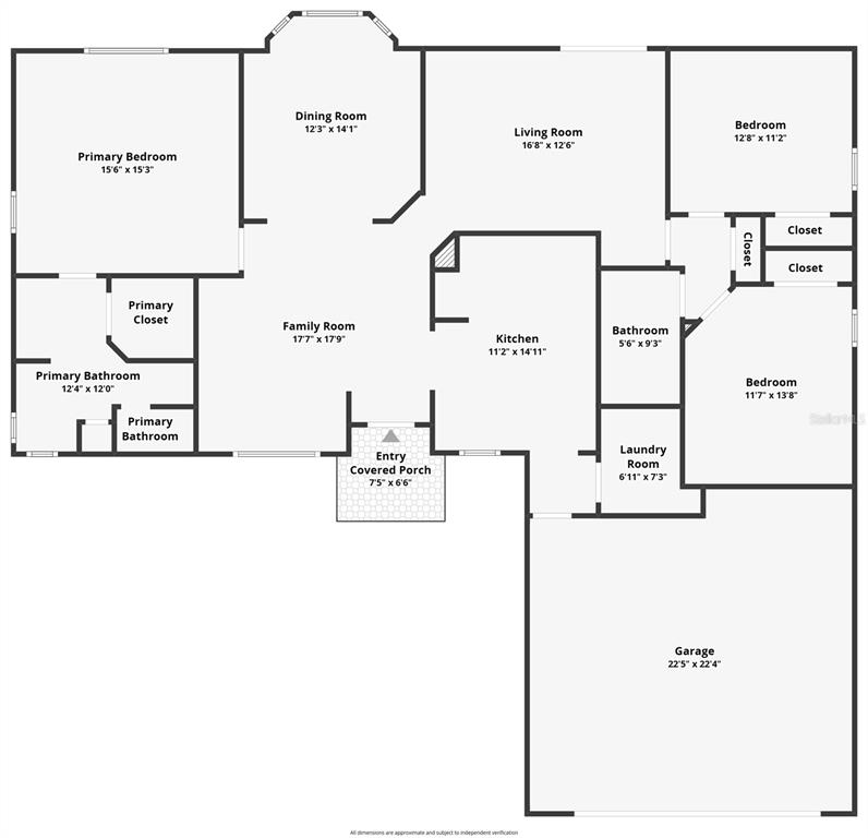 This is a floor plan of a single-story house featuring three bedrooms and a garage — 626 MARION OAKS LANE, OCALA, FL