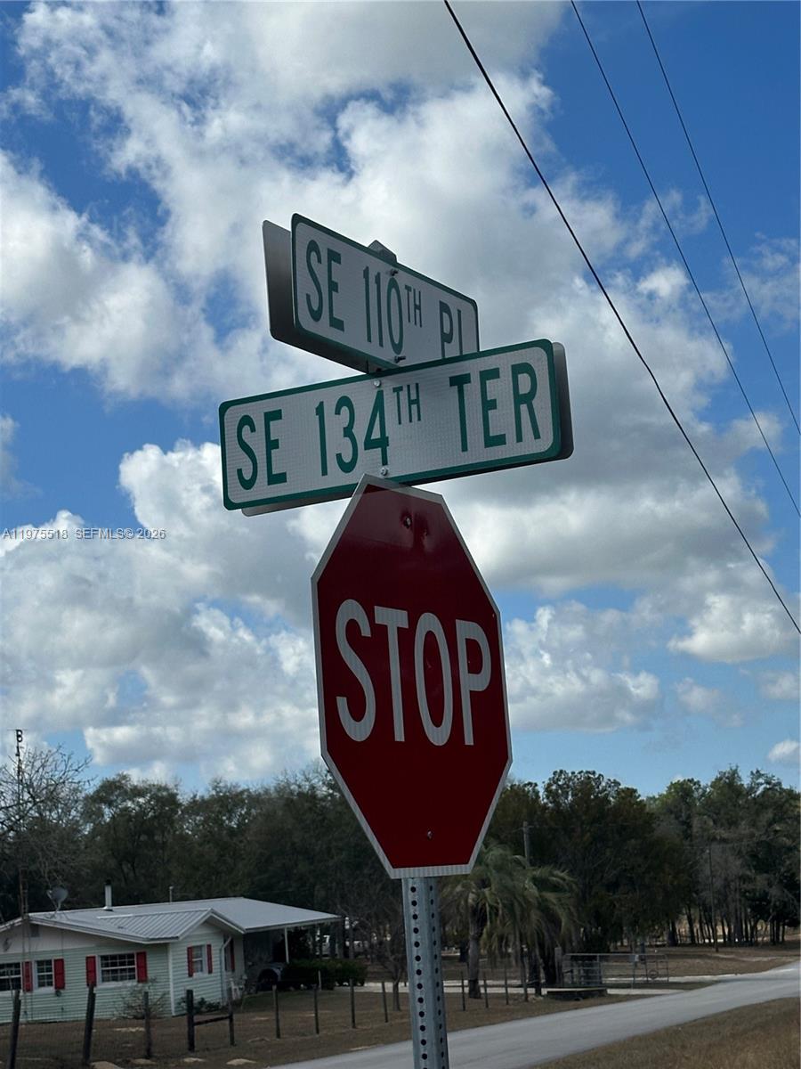 A stop sign stands beneath street signs for SE 110th Pl and SE 134th Ter — OTHER CITY - IN THE STATE OF FLORIDA, FL