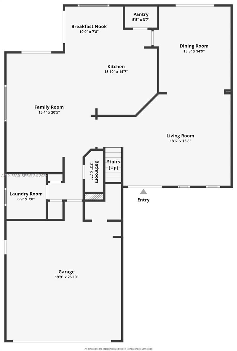 This is a floor plan of a single-story home featuring a garage, kitchen, and living areas — 1733 SW 151st Pl, Miami FL 33185, MIAMI, FL