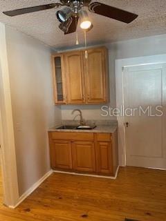 A small kitchen area features light wood cabinets, a sink, and a ceiling fan — 912 E SAINT CLAIR STREET, TAMPA, FL