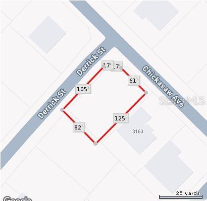 A map shows the property boundaries and dimensions of a corner lot at a street intersection — CHICKASAW AVENUE, NORTH PORT, FL