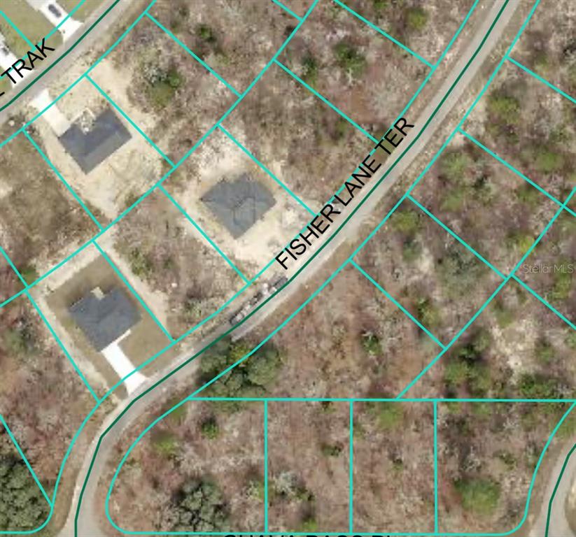 This is an aerial map showing residential lots and houses along Fisher Lane Ter — FISHER LANE TERRACE UNIT 6, OCKLAWAHA, FL