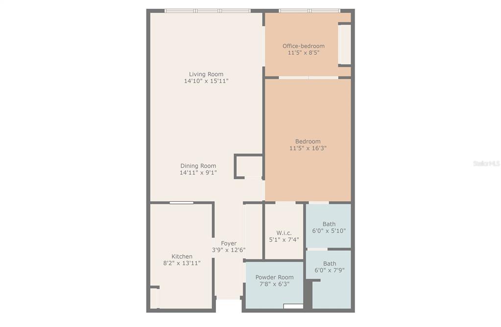 This is a floor plan showing the layout of a residential unit with multiple rooms — 100 BLUFF VIEW DRIVE UNIT 211C, BELLEAIR BLUFFS, FL