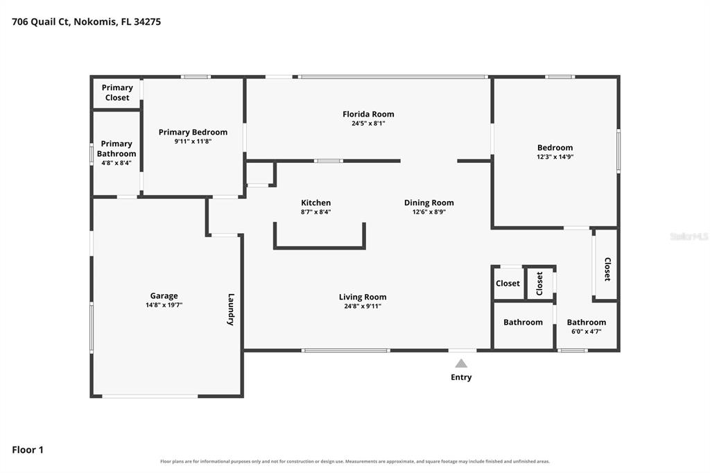This is a floor plan for a single-story residential home — 706 QUAIL COURT, NOKOMIS, FL