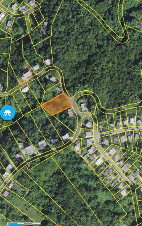 An aerial map view shows a highlighted orange land parcel surrounded by residential lots — ROAD 108 Lot A and Lot 53, MAYAGUEZ, PR