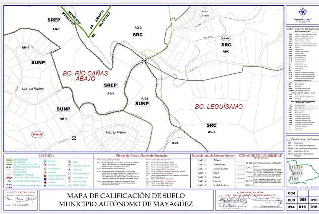 This is a land zoning map for the municipality of Mayagüez, Puerto Rico — ROAD 108 Lot A and Lot 53, MAYAGUEZ, PR