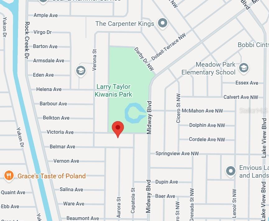 This is a map showing Larry Taylor Kiwanis Park and surrounding streets — 1041 VICTORIA AVENUE, PORT CHARLOTTE, FL