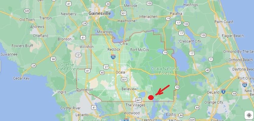 This is a map showing the location of a property in central Florida — FISHER PASS, OCKLAWAHA, FL