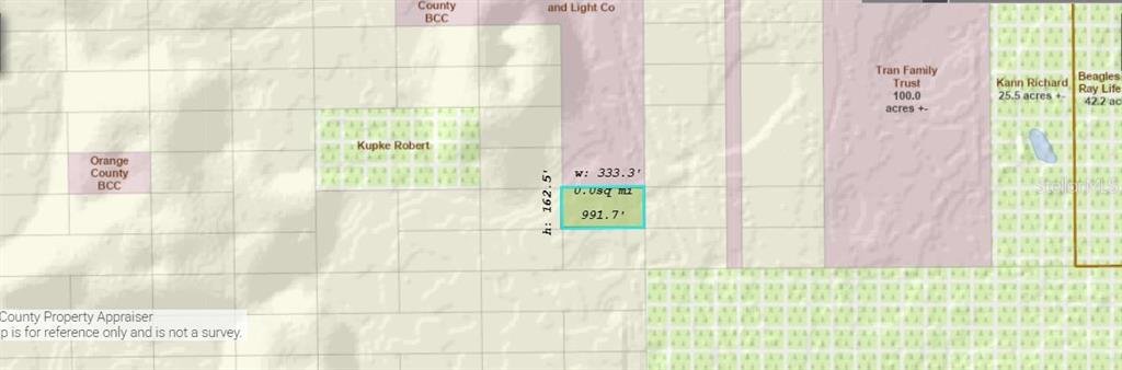 This is a property map showing parcel dimensions and neighboring land ownership — DILL ROAD, ORLANDO, FL