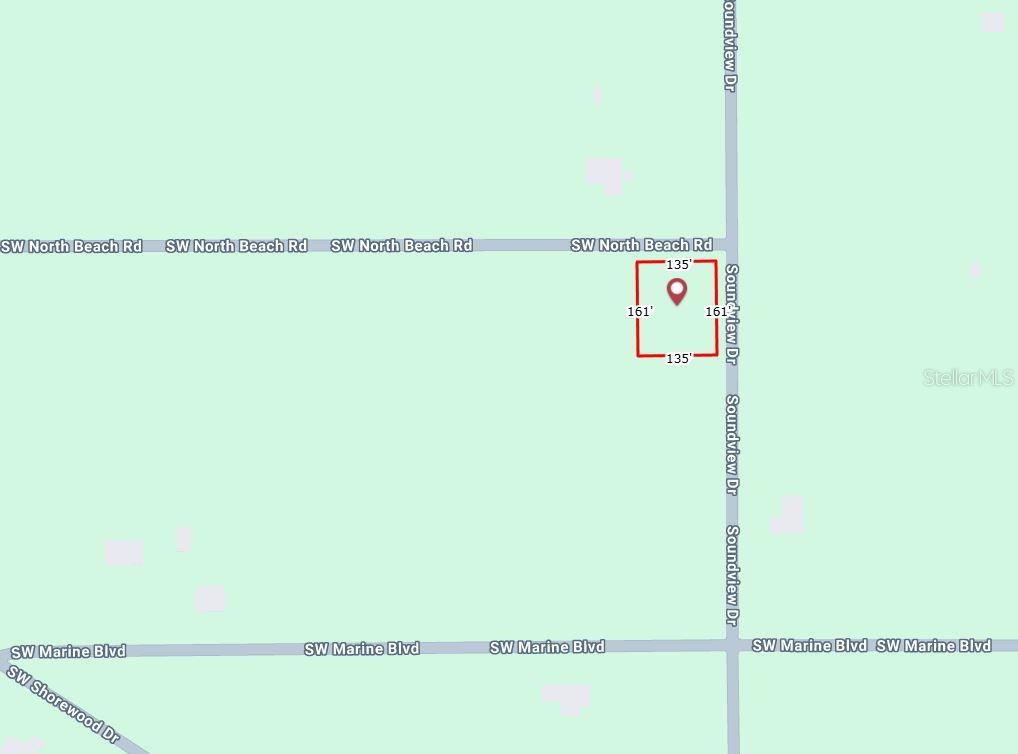 This is a map showing a rectangular property lot located near the intersection of two roads — SW NORTH BEACH ROAD UNIT 104, DUNNELLON, FL