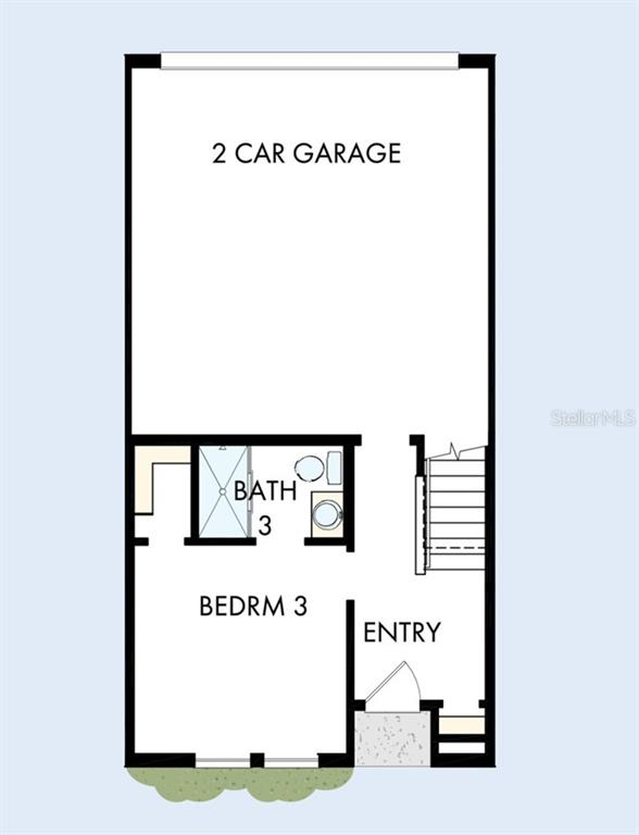 This floor plan shows a ground level with a two-car garage, bedroom, and bathroom — 3104 4TH PLACE N, ST PETERSBURG, FL