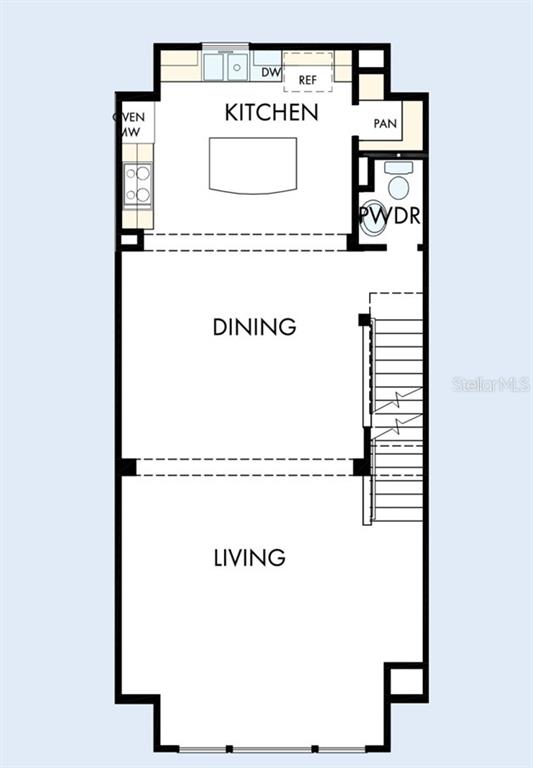 This is a floor plan of a home's main level featuring a kitchen, dining, and living area — 3104 4TH PLACE N, ST PETERSBURG, FL
