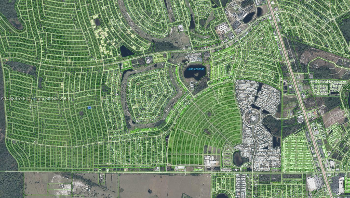 This is an aerial map view of a residential neighborhood featuring Lake Grenada — 4739 Obispo Ave, Sebring FL 33872, SEBRING, FL