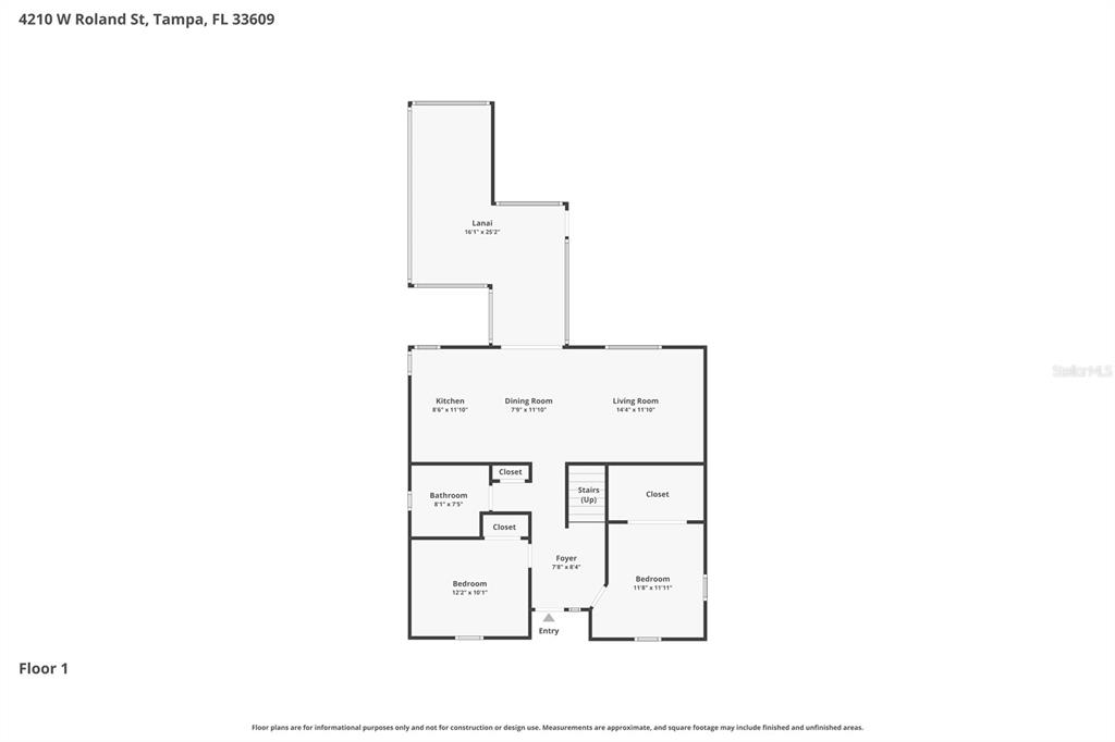 This is a floor plan for the first level of a residential home — 4210 W ROLAND STREET, TAMPA, FL