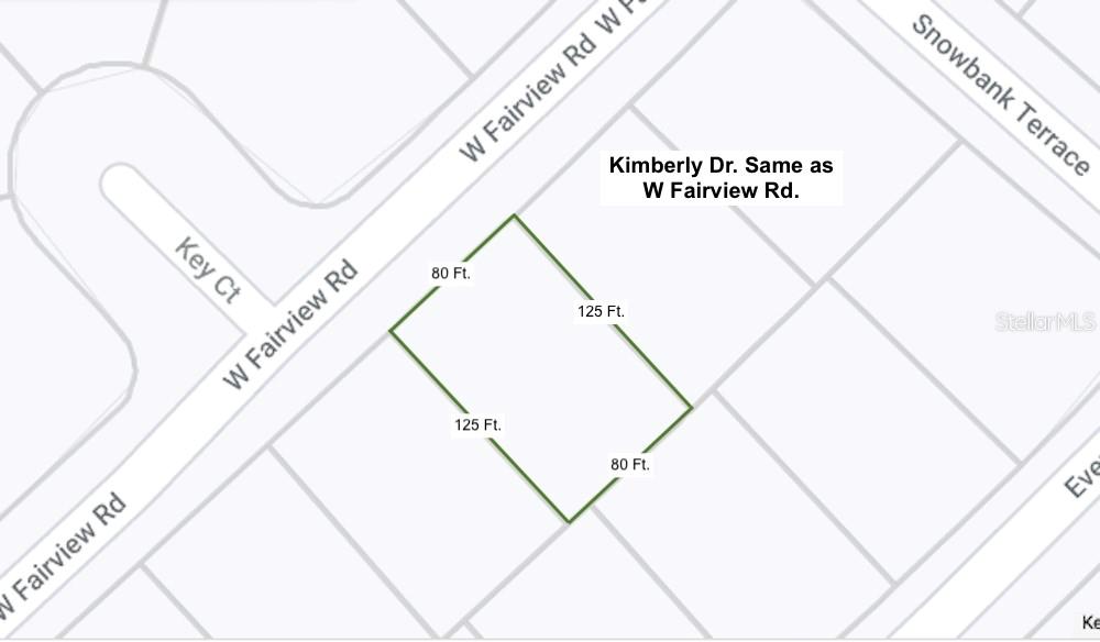 This is a map showing the dimensions of a rectangular plot of land — KIMBERLY DRIVE, NORTH PORT, FL