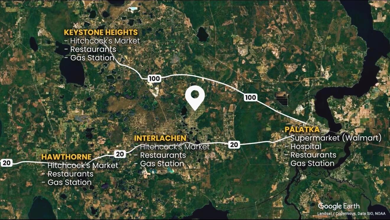 This map shows the location of a property relative to nearby towns and major roads — 000 Wilson Dr Drive, FL 32148, FL
