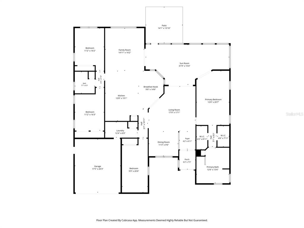 This is a floor plan showing the layout of a single-story residential home — 2086 SPARKLING WATERS WAY, SPRING HILL, FL