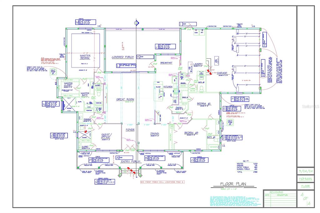 This is a detailed architectural floor plan for a residential home — 20280 SHORELINE RANCH LANE, UMATILLA, FL