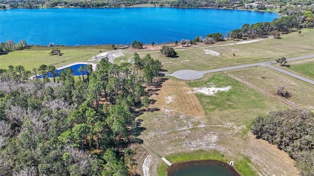 An aerial view shows a large lake, a small pond, and undeveloped land with trees — 20280 SHORELINE RANCH LANE, UMATILLA, FL