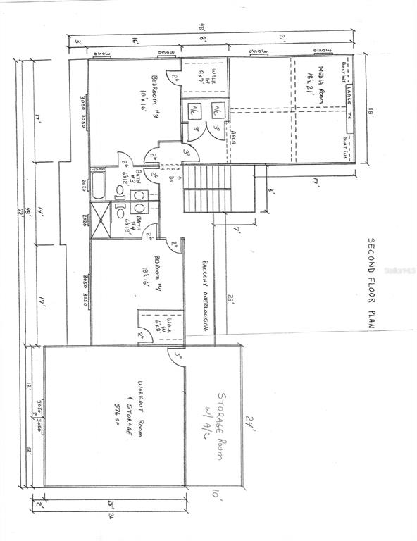 This is a black-and-white floor plan of a second-floor layout featuring multiple bedrooms and rooms — 285 SW HERMITAGE GLEN, HIGH SPRINGS, FL