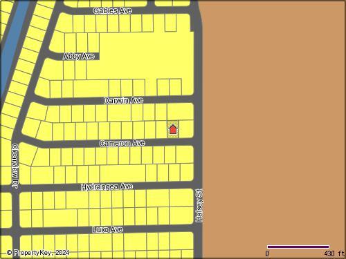 This is a map showing a residential property highlighted in red between Darwin and Cameron Avenues — 14248 Cameron Avenue, FL 33953, FL