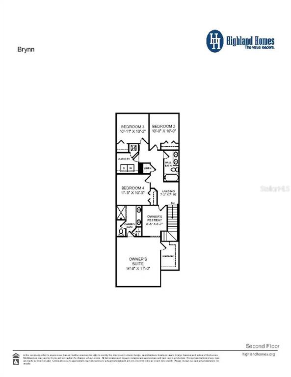 This is a floor plan for the second level of a home featuring four bedrooms — 4018 WAVING HICKORY BOULEVARD, ST CLOUD, FL