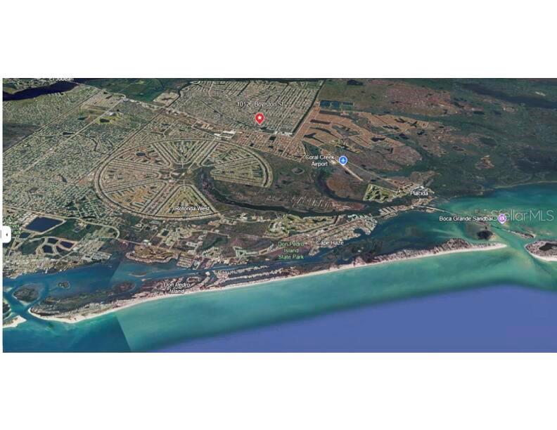 This is an aerial map view of the Rotonda West area in Florida — 10126 BOYLSTON STREET, PORT CHARLOTTE, FL