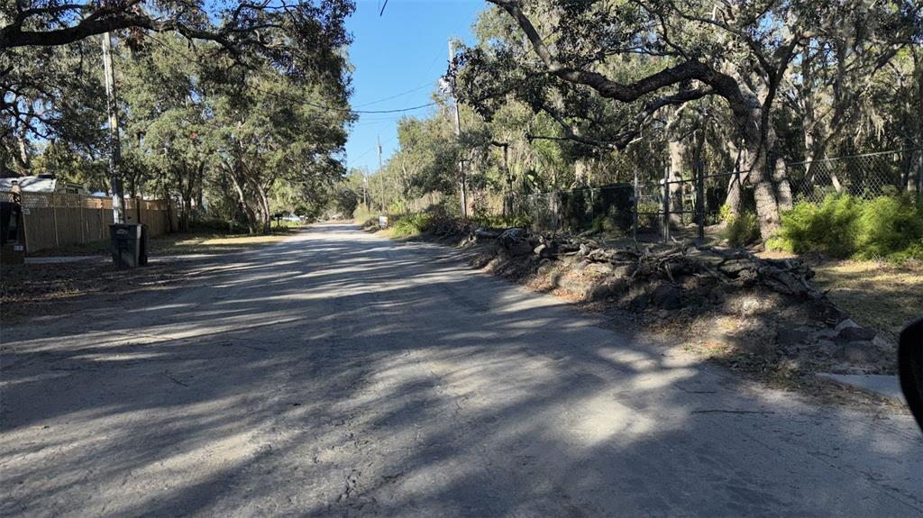A dirt road lined with large trees and a chain-link fence on a sunny day — 0 BOUNTY/BARRETT, NEW PORT RICHEY, FL