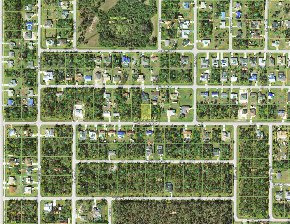 This is an aerial map showing a grid of residential lots and streets — 18122 WINTERGARDEN (LOT 11) AVENUE, PORT CHARLOTTE, FL