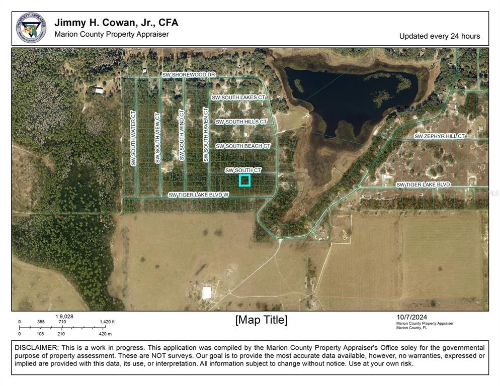 This is a property appraiser map showing land parcels and street names in Marion County, Florida — 0 SW SOUTH COURT, DUNNELLON, FL