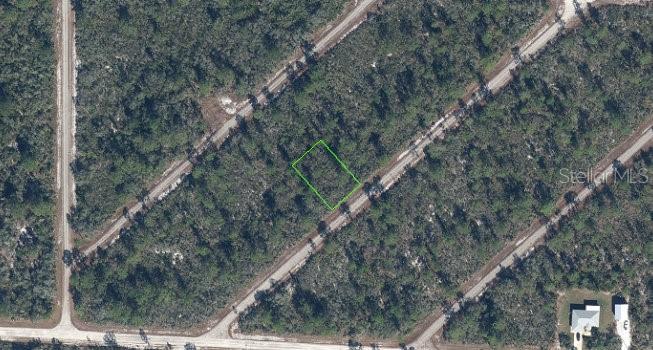 An aerial map view shows a rectangular plot of land outlined in green among trees — 3535 VENETIA STREET, LAKE PLACID, FL