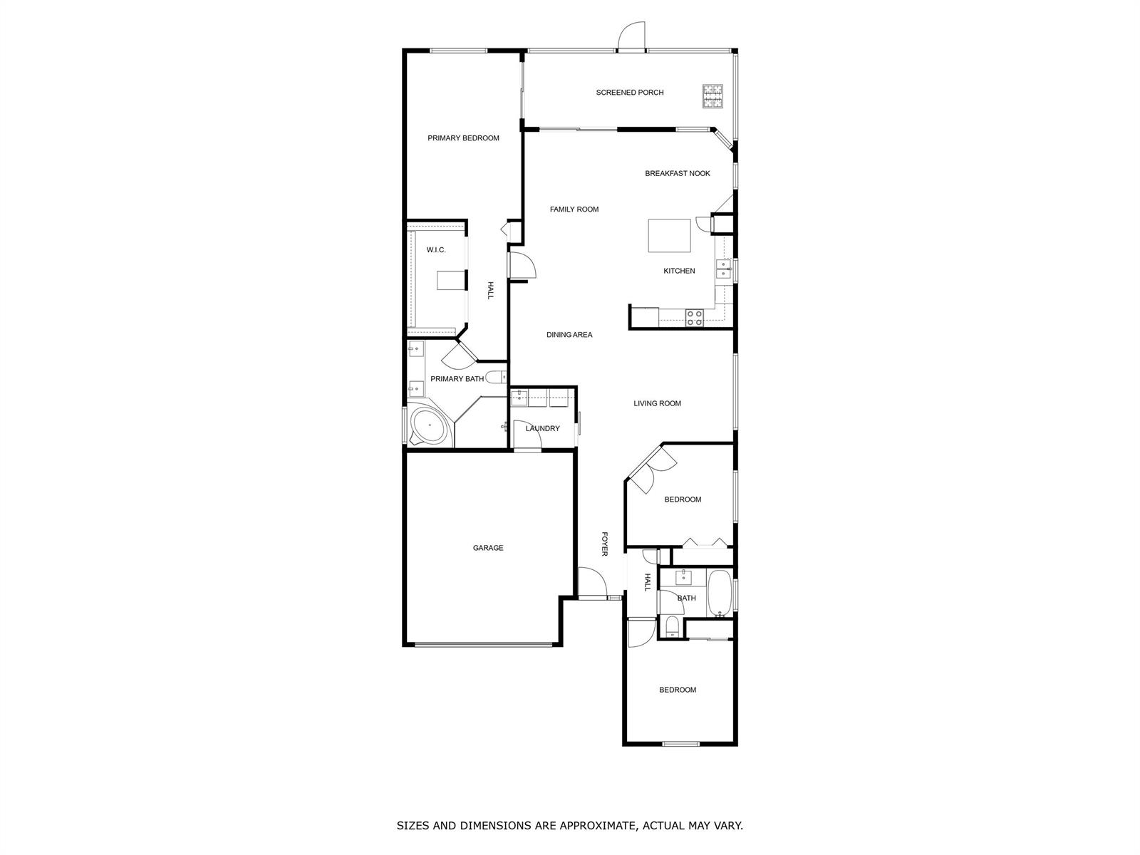 This is a floor plan of a single-story house with a garage and screened porch — 4221 Bluff Harbor Way, Wellington FL 33449, WELLINGTON, FL