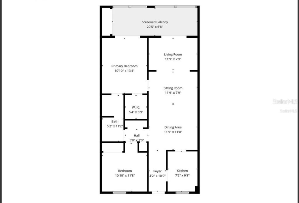 This floor plan shows a two-bedroom apartment layout with a kitchen, dining area, and balcony — 3973 LAKE BAYSHORE DRIVE UNIT 503, BRADENTON, FL