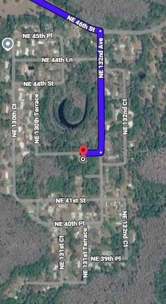 This is a map showing a property location and surrounding streets in a residential area — NE 41ST PLACE, SILVER SPRINGS, FL