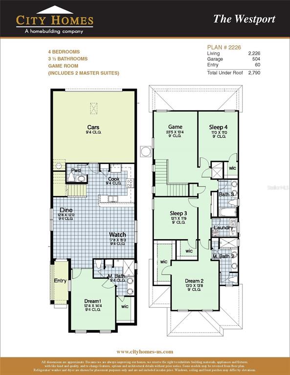 This floor plan shows a two-story house layout with four bedrooms and a game room — 1456 FAIRVIEW CIRCLE, KISSIMMEE, FL