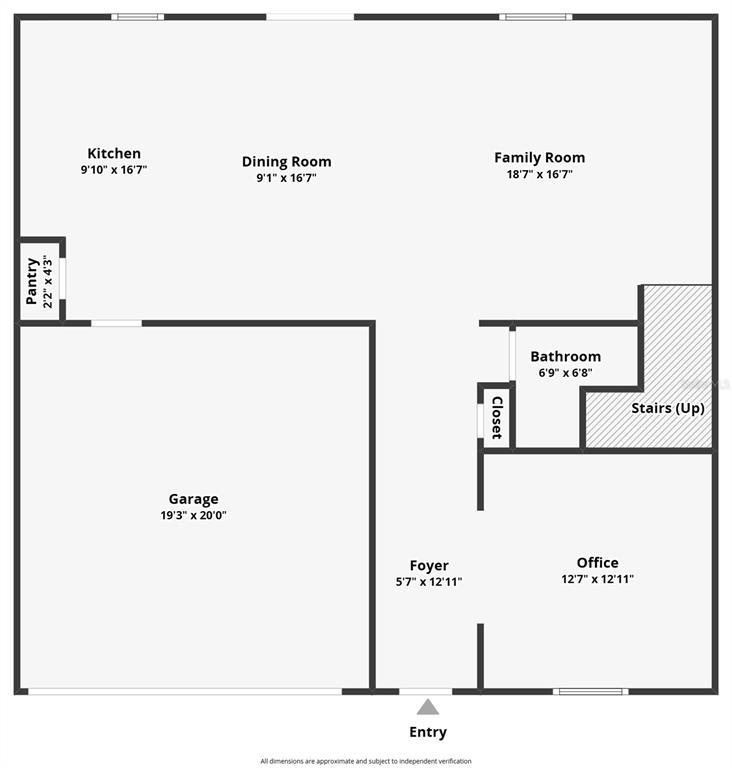 This is a floor plan of a home's ground level featuring a garage and office — 6362 SPIDER LILY WAY, NEW PORT RICHEY, FL
