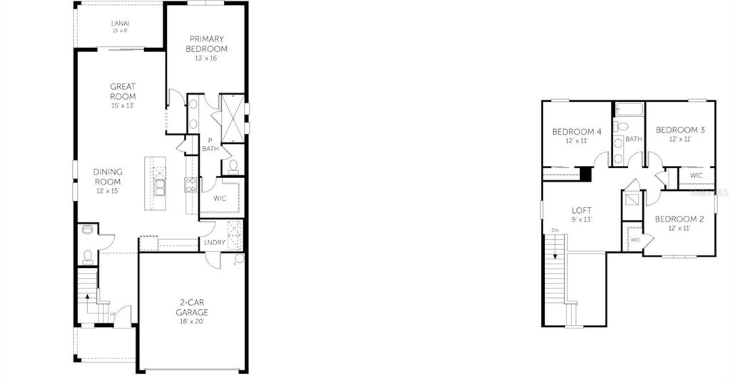 This is a floor plan showing a two-story house with a garage and multiple bedrooms — 17030 COTTONTAIL CIRCLE, PUNTA GORDA, FL