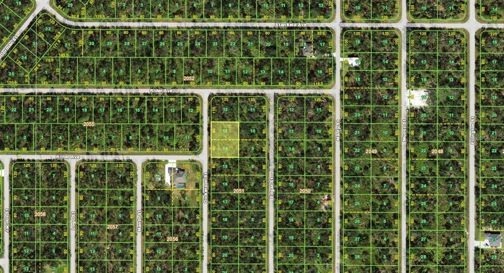 This is a land parcel map showing residential lots, streets, and property boundaries — 380 DICKERSON STREET, PORT CHARLOTTE, FL