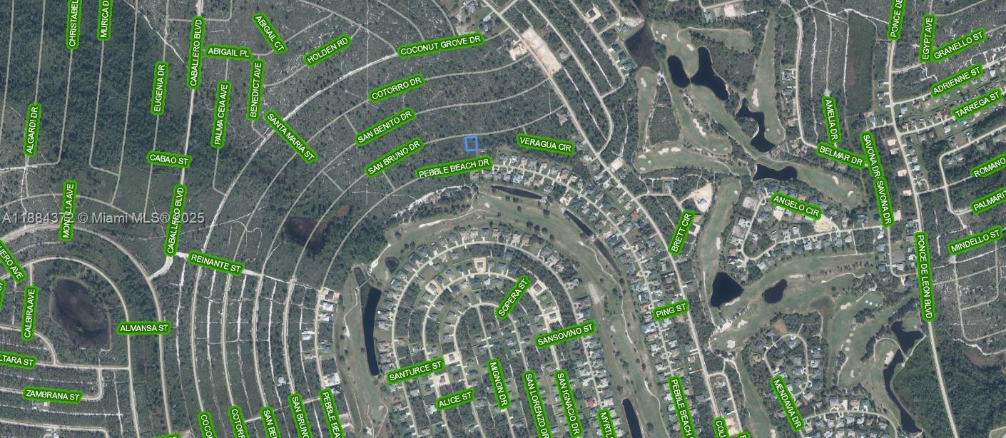 This is an aerial map showing residential streets and a golf course — 6459 San Bruno, Sebring FL 33872, SEBRING, FL